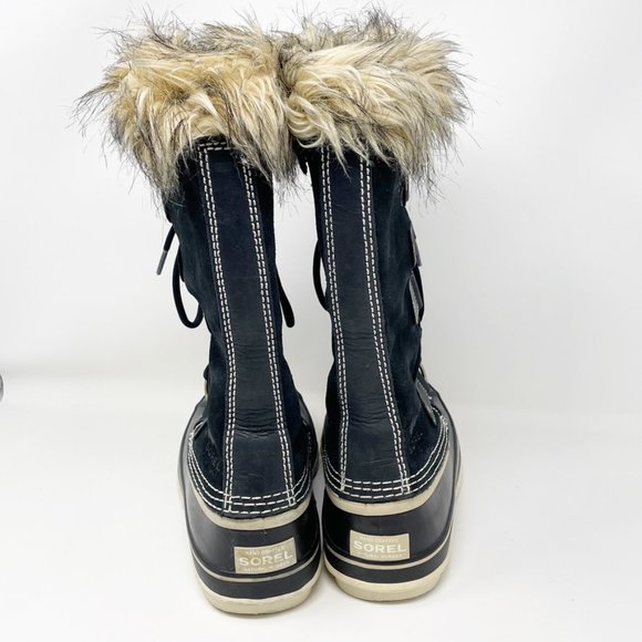 Sorel Womens Joan of Arctic Black Leather Lace up Rubber Bottom Boots Size 9 - Picture 7 of 13